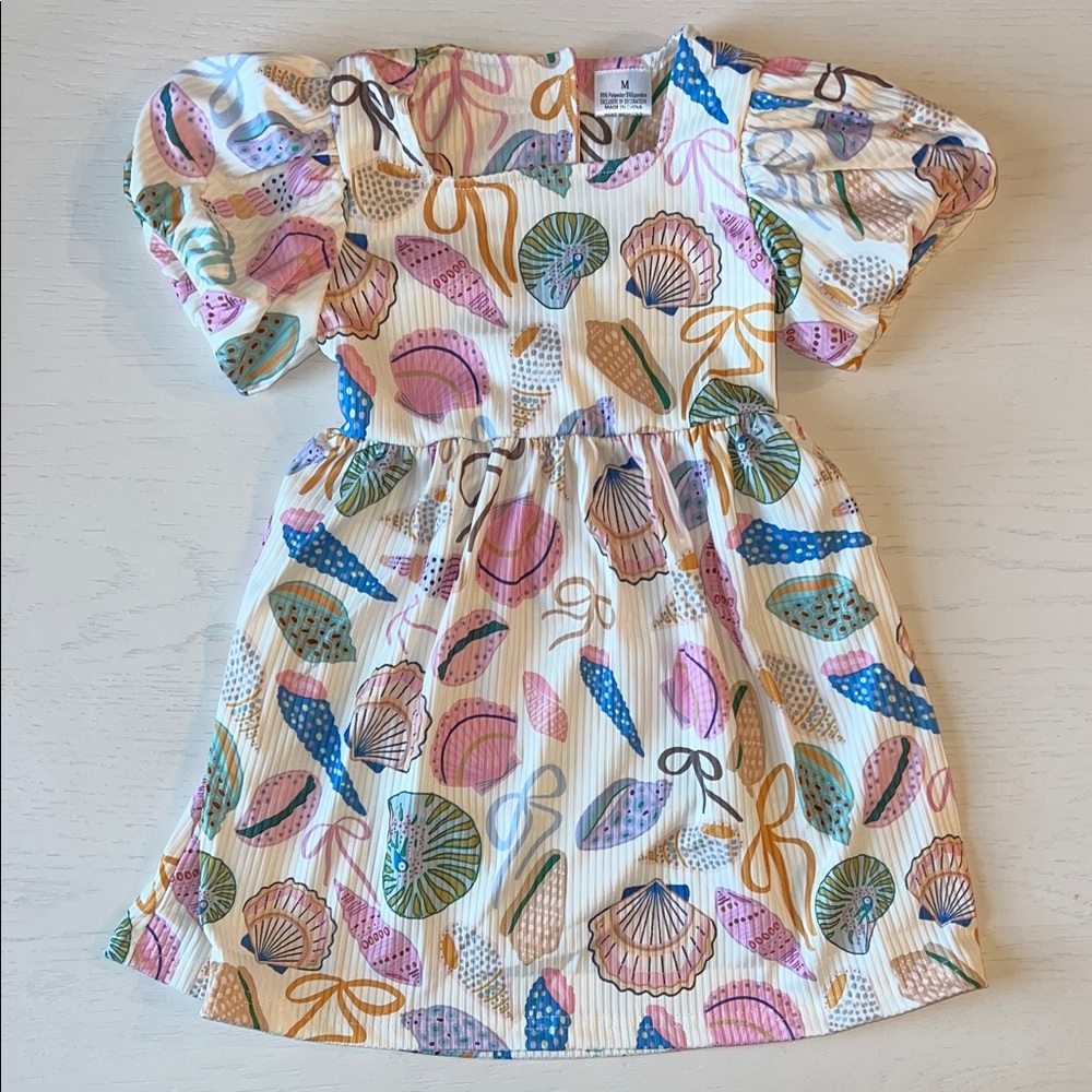 Girl Shell Bow Printed Dress 7/8